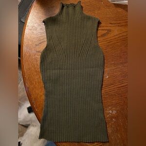 Ribbed Olive Green Sleeveless Top